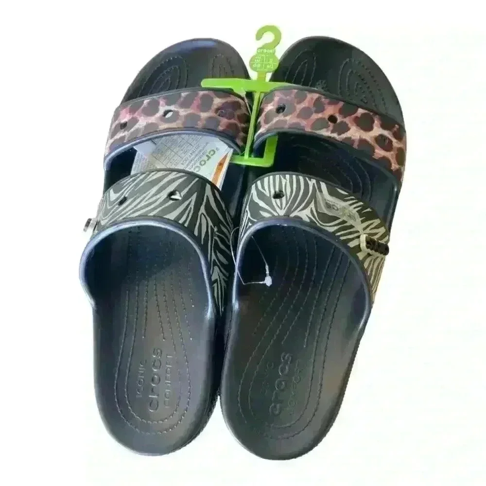 Crocs Classic Animal Remix Two-Strap Slide Sandals Men's Size 14 Shoes NEW